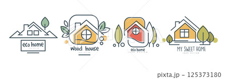 My Sweet Eco Home Logo and Label Design Vector Set 125373180