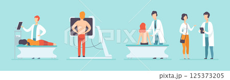 Medical Checkup with Doctor Examine Patient Vector Set 125373205