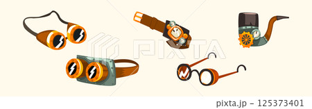 Steampunk Objects and Mechanism with Antique Mechanical Device Vector Set Steampunk Objects and Mechanism with Antique Mechanical Device Vector Set 125373401