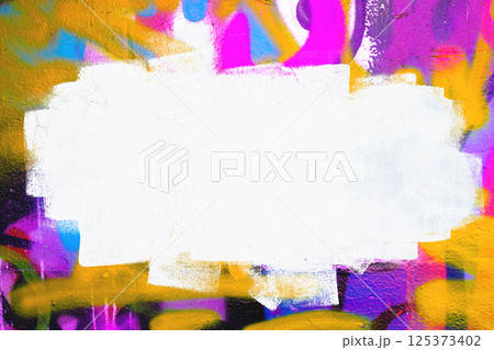 Vibrant Graffiti Art with White Overlay Illustrating Urban 80s Aesthetic 125373402