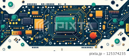 Flat design of electronic circuit board with...のイラスト素材 [125374235] - PIXTA