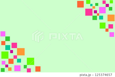 フレーム　幾何学模様　四角形　ピンク　オレンジ色　グリーン 125374657