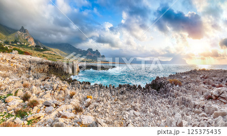 Outstanding seascape of Isolidda Beach near San Vito cape. Outstanding seascape of Isolidda Beach near San Vito cape. 125375435