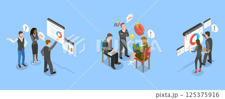 3D Isometric Flat Vector Illustration of MBA, Graduate Degree, Investment Management 125375916