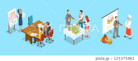 3D Isometric Flat Vector Illustration of Real Estate Brokerage Firm, Leasing Services 3D Isometric Flat Vector Illustration of Real Estate Brokerage Firm, Leasing Services 125375961
