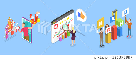 3D Isometric Flat Vector Illustration of PR Strategy, Brand Reputation 3D Isometric Flat Vector Illustration of PR Strategy, Brand Reputation 125375997