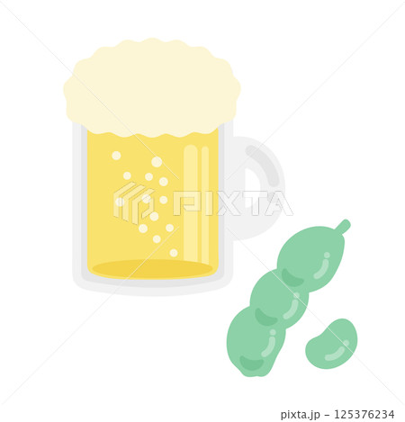ビール   枝豆 イラスト 125376234