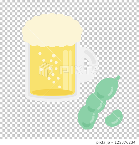 啤酒毛豆插畫 125376234