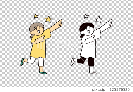 一名婦女指著的插圖集 125376520