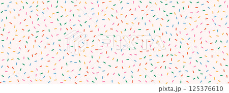 Pink donut sprinkles seamless pattern. Colorful candy cream background. Cake glaze icing overlay for decorative banner, poster, template. Cupcake or ice cream topping texture. Vector wallpaper 125376610