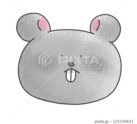 ゆるめシンプルなネズミの動物アイコン　アナログ風 125376631
