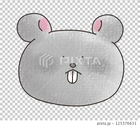 ゆるめシンプルなネズミの動物アイコン　アナログ風 125376631