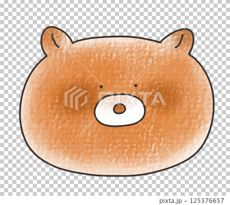ゆるめシンプルなクマの動物アイコン　アナログ風 125376657