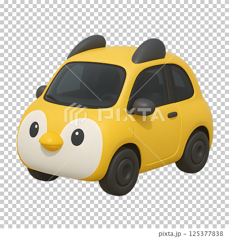 A cute car with a yellow penguin design 125377838