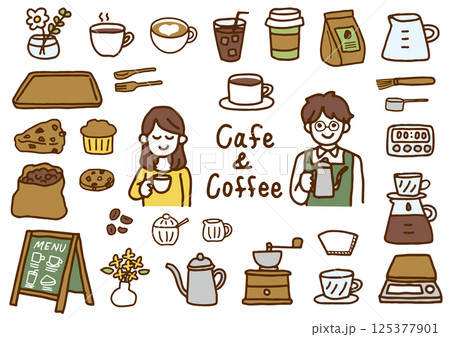 ゆるかわカフェイラスト ゆるかわカフェイラスト 125377901