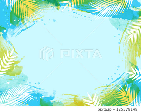 トロピカルな夏のイメージ背景フレーム水彩_ベクターイラスト 125378149