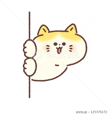 壁からひょっこり顔を出した可愛い猫 壁からひょっこり顔を出した可愛い猫 125378172