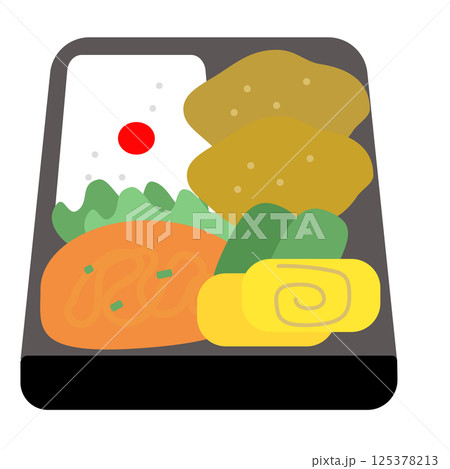 おかずのたくさん入ったお弁当箱のアイコン 125378213