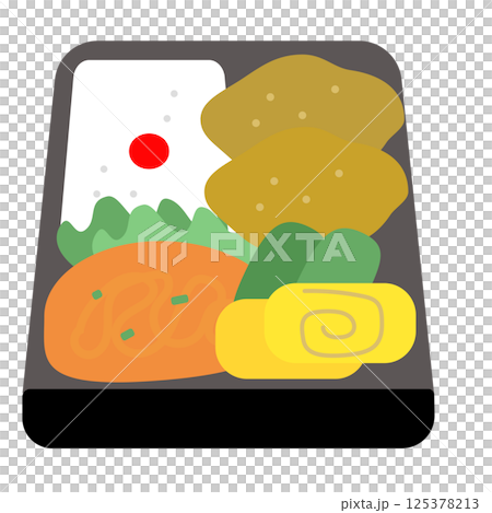 裝滿配菜的便當盒圖標 125378213