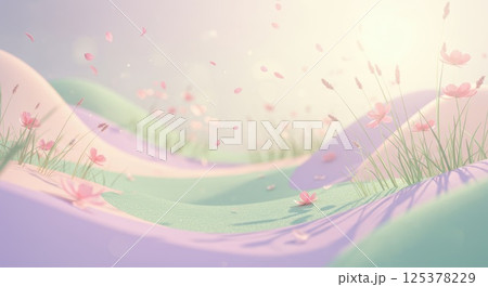春をイメージした抽象画の背景 125378229