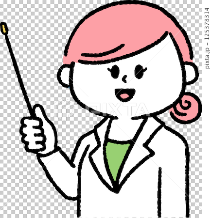 説明している白衣を着た女性 125378314