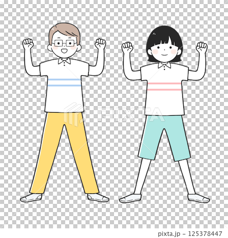 ガッツポーズする男女のイラスト ガッツポーズする男女のイラスト 125378447