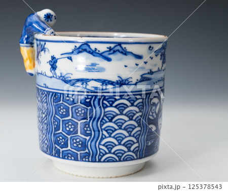 茶道具,工芸品,染付,祥瑞,一閑人,火入,左横 茶道具,工芸品,染付,祥瑞,一閑人,火入,左横 125378543