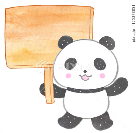 看板を持っているパンダ 125378851