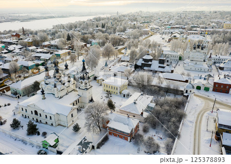Aerial view of Murom overlooking Trinity convent and Annunciation Monastery Aerial view of Murom overlooking Trinity convent and Annunciation Monastery 125378893