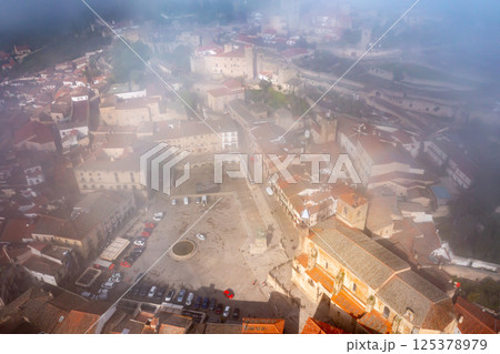 Aerial view of historical area of Trujillo overlooking Plaza Mayor Aerial view of historical area of Trujillo overlooking Plaza Mayor 125378979
