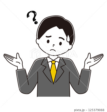 お手上げなスーツ姿の男性のイラスト 125379088
