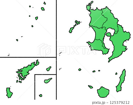 少しゆるい鹿児島県地図 地域分け 125379212