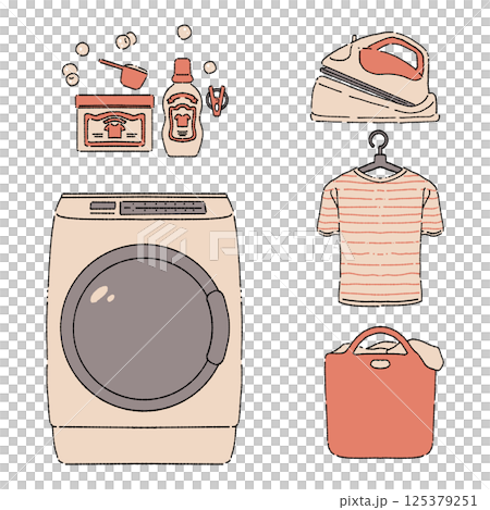 洗濯物にまつわるイラストセット 125379251