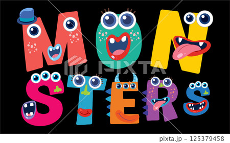 Playful Monster Alphabet Vector Illustration 125379458