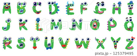 Colorful Monster Alphabet Vector Illustration 125379495