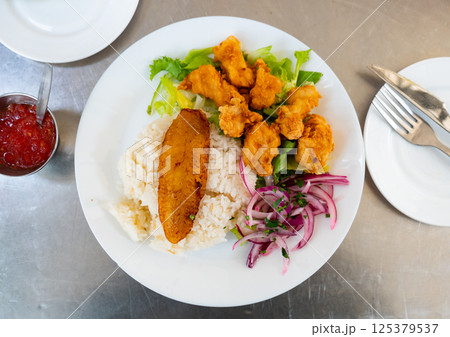 Traditional Latin American dish chicharon 125379537