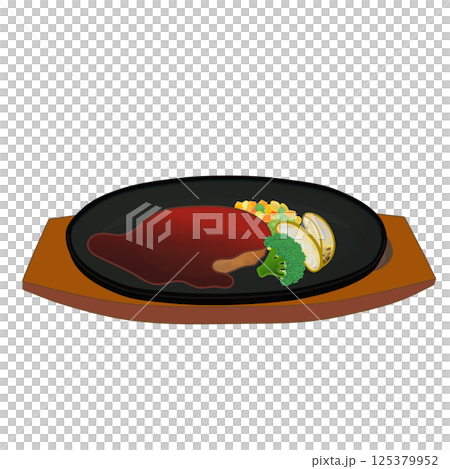 電爐上的漢堡牛排插圖 125379952