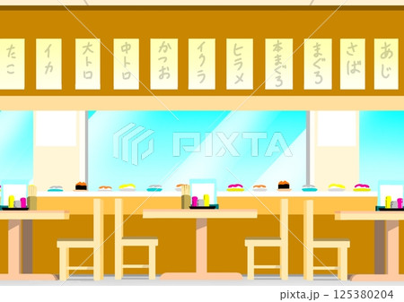 回転寿司屋の店内 回転寿司屋の店内 125380204