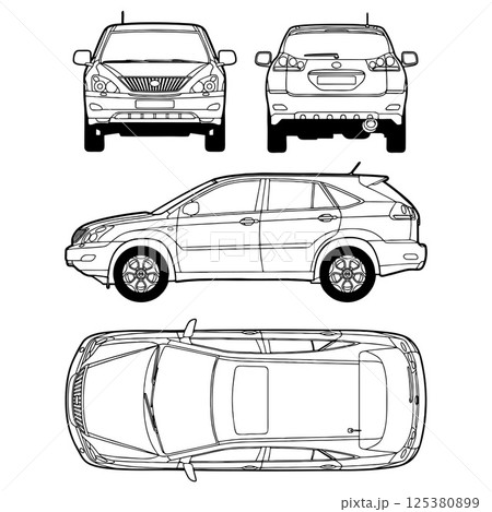 Classic Car RX 300 - Vector drawing 4 camera angles, 4 views Vector ClipArt for tshirt and emblem Classic Car RX 300 - Vector drawing 4 camera angles, 4 views Vector ClipArt for tshirt and emblem 125380899