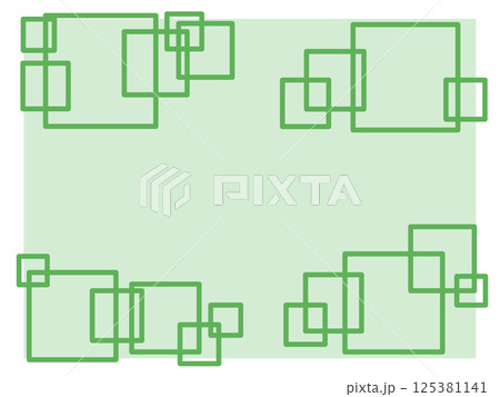 幾何学模様が重なる背景　四角枠線　緑 125381141