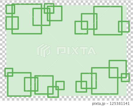 幾何学模様が重なる背景　四角枠線　緑 125381141