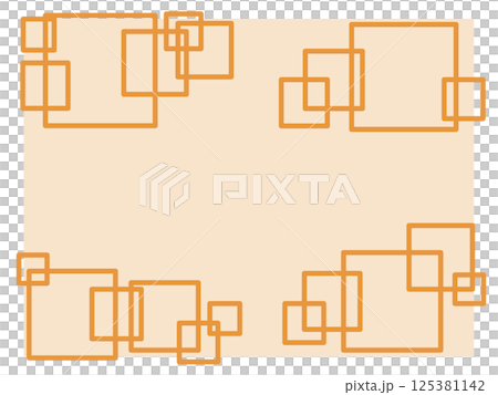Background of overlapping geometric patterns, square border, orange Background of overlapping geometric patterns, square border, orange 125381142