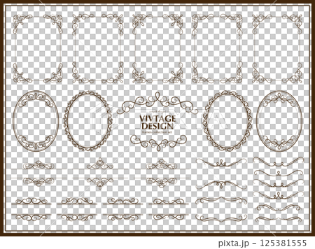 エレガントなカリグラフィのヴィンテージフレームセット エレガントなカリグラフィのヴィンテージフレームセット 125381555