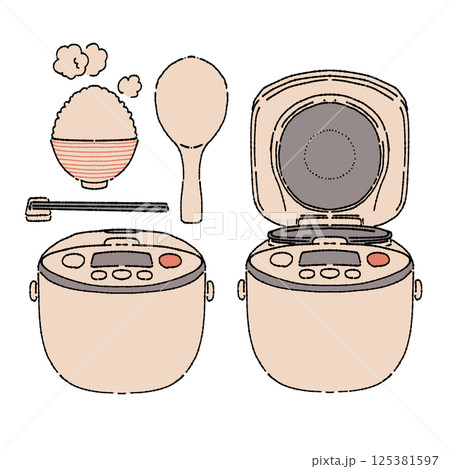 シンプルな炊飯器のイラストセット 125381597
