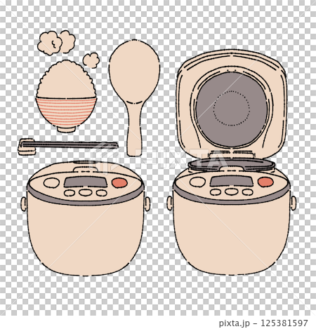 シンプルな炊飯器のイラストセット 125381597