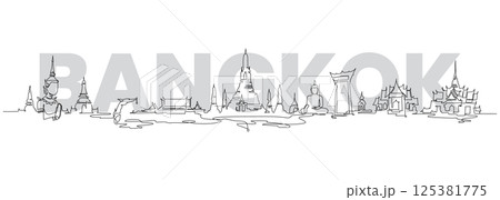 bangkok thailand tourist attractions one line drawing continuous 125381775