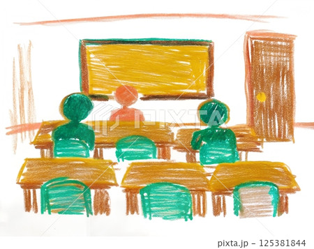 Classroom Setting: Illustration of students and teacher in the educational environment, ideal for themes of education, learning, and academic pursuit. Classroom Setting: Illustration of students and teacher in the educational environment, ideal for themes of education, learning, and academic pursuit. 125381844