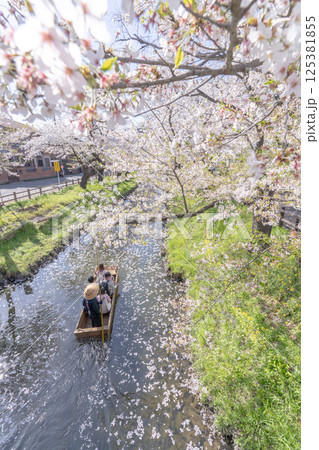 小舟が新河岸川を通る春の川越観光風景 小舟が新河岸川を通る春の川越観光風景 125381855
