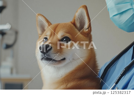 ペットの健康診断_柴犬 125382317