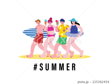 夏を満喫する男女 125382454